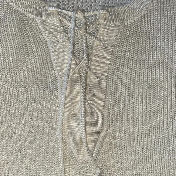 Lauren Ralph Lauren lace up cotton/ viscous blend crew neck sweater - Picture 7 of 10